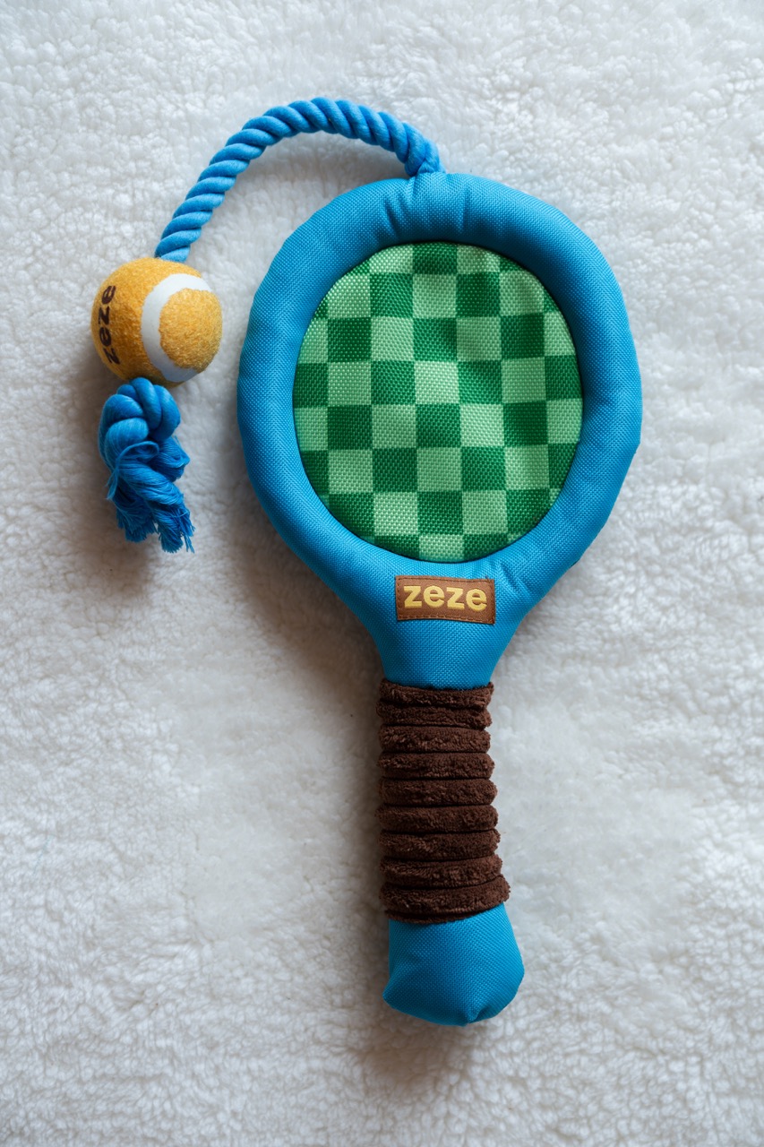 網球拍繩結寵物玩具(藍綠)